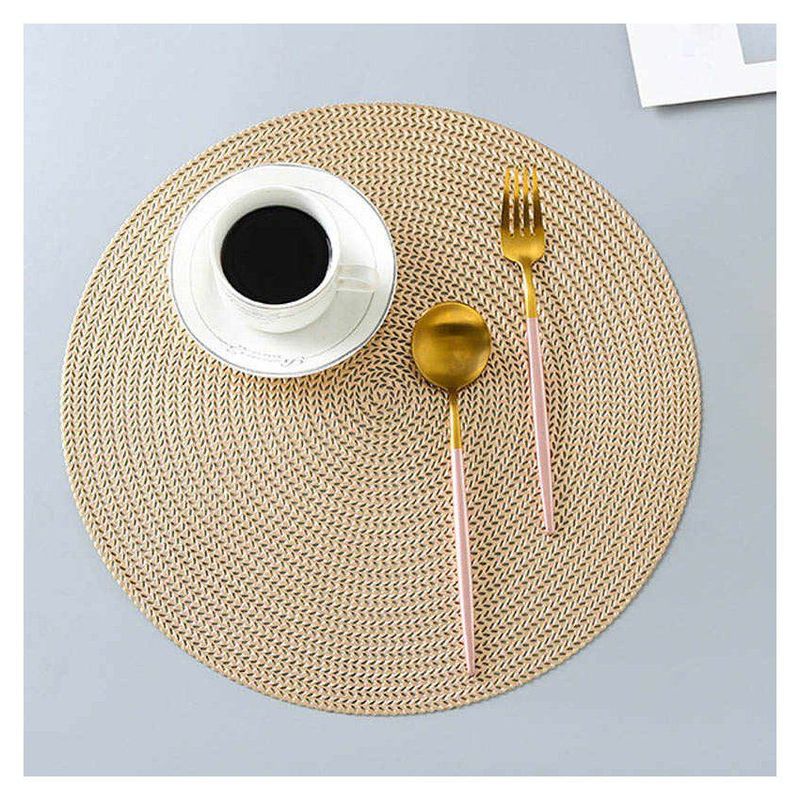 GENERICO - Individuales circulares dorados elegantes pvc 6 unidades