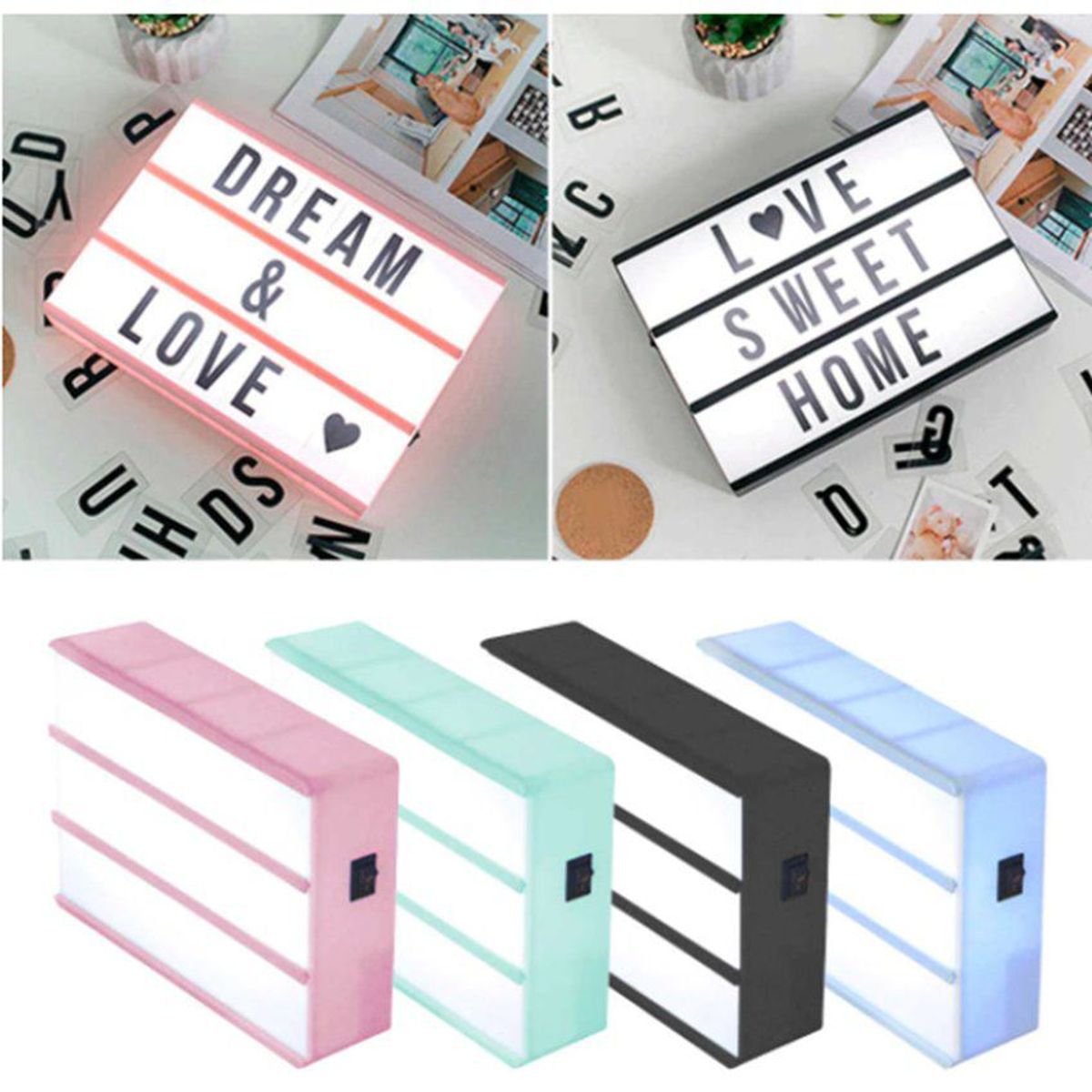 GENERICO - Pizarra led cinematografica letras negras box de colores