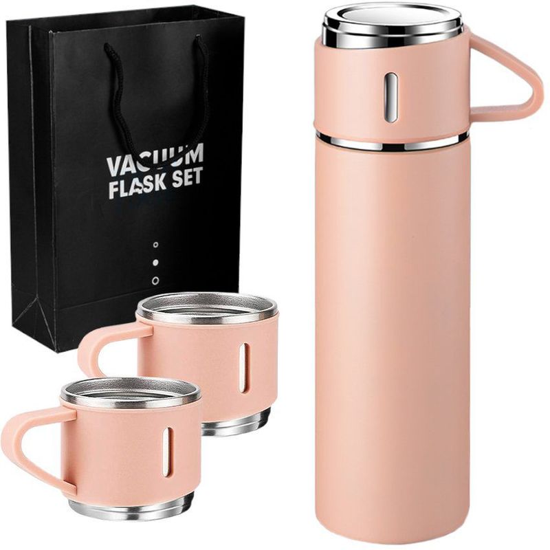 GENERICO - Set Termo Para Agua Caliente/fría + 3 Tazas 500 Ml Cafe Mate