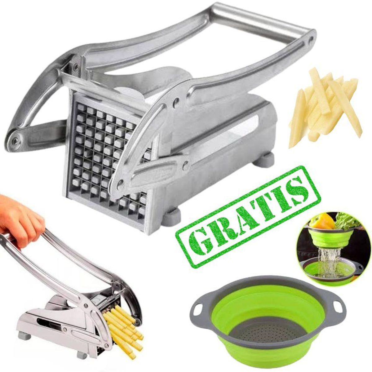 GENERICO - Cortadora papas  picador + colador plegable