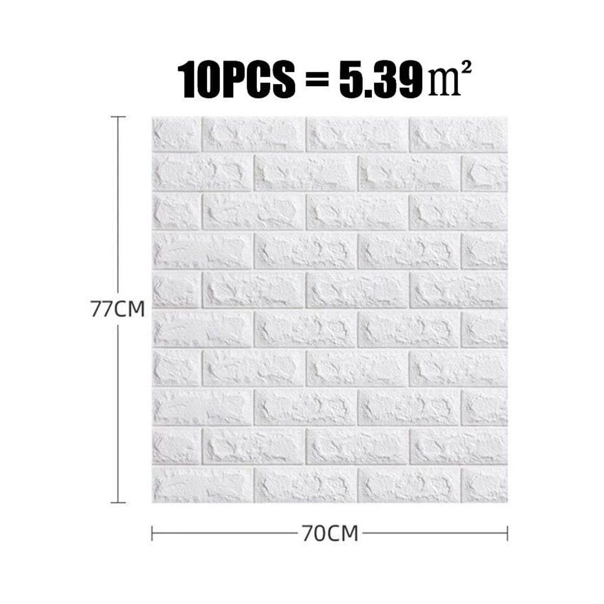 GENERICO - Adhesivos pared 3d ladrillos 10pcs blanco pegatina sticker 70x77cm