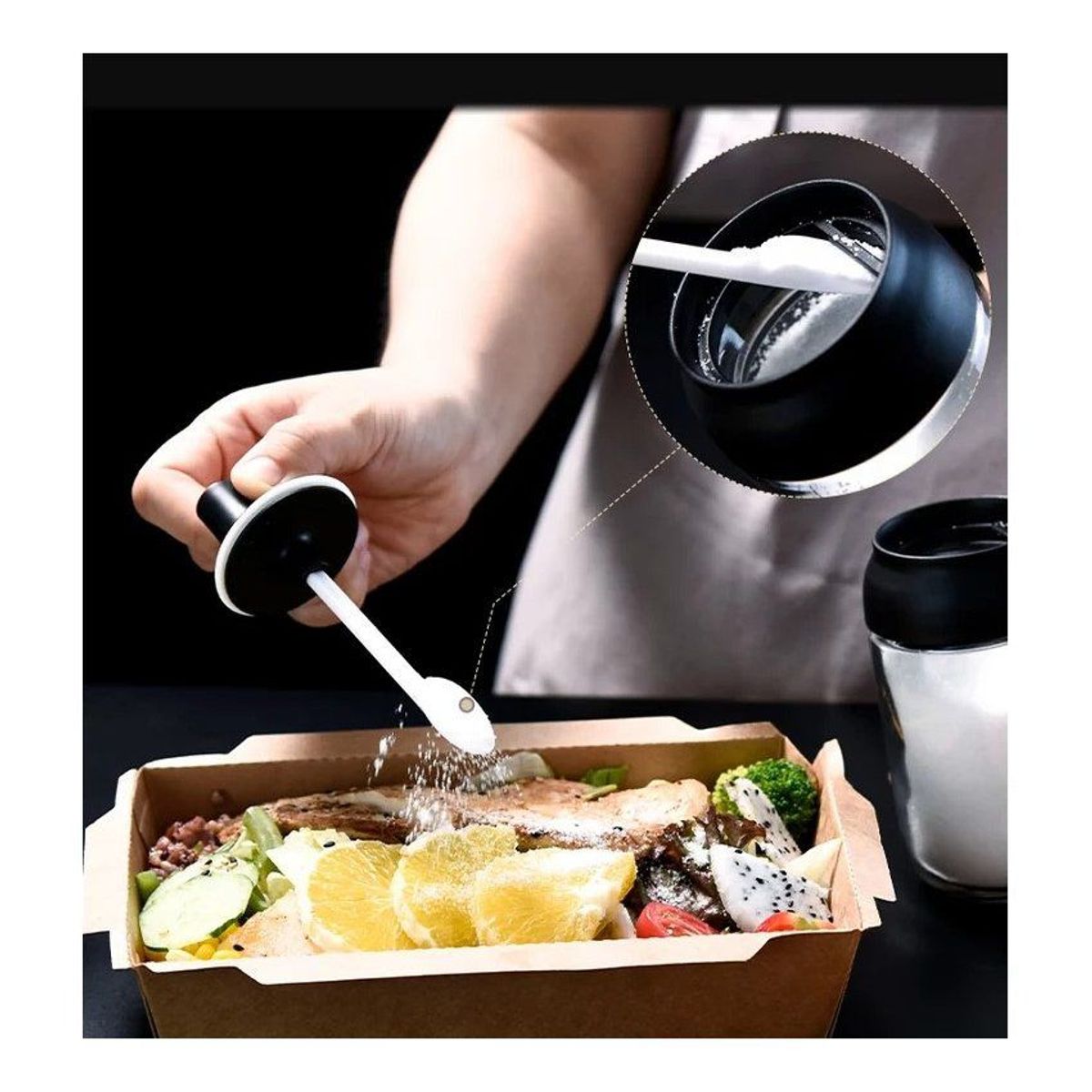 GENERICO - Set de condimenteros con cucharita de tapa organizador de especies