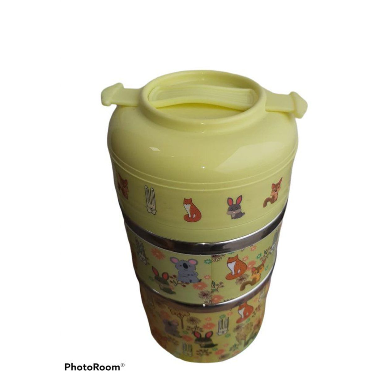 GENERICO - Lonchera portátil infantil fiambrera 3 capas térmico aislado amarillo