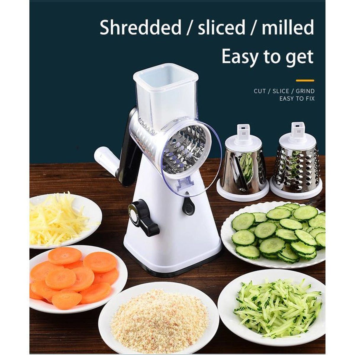 GENERICO - Picador cortador de verduras tipo molino rallador acero inoxidable