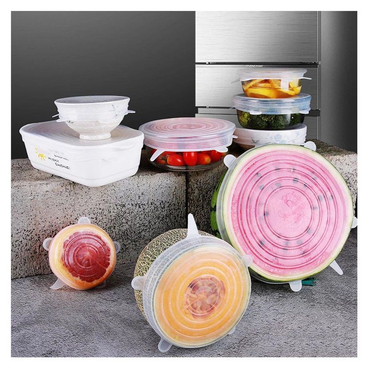 GENERICO - Tapas de silicona reutilizables elasticas para alimentos, tapers y mas