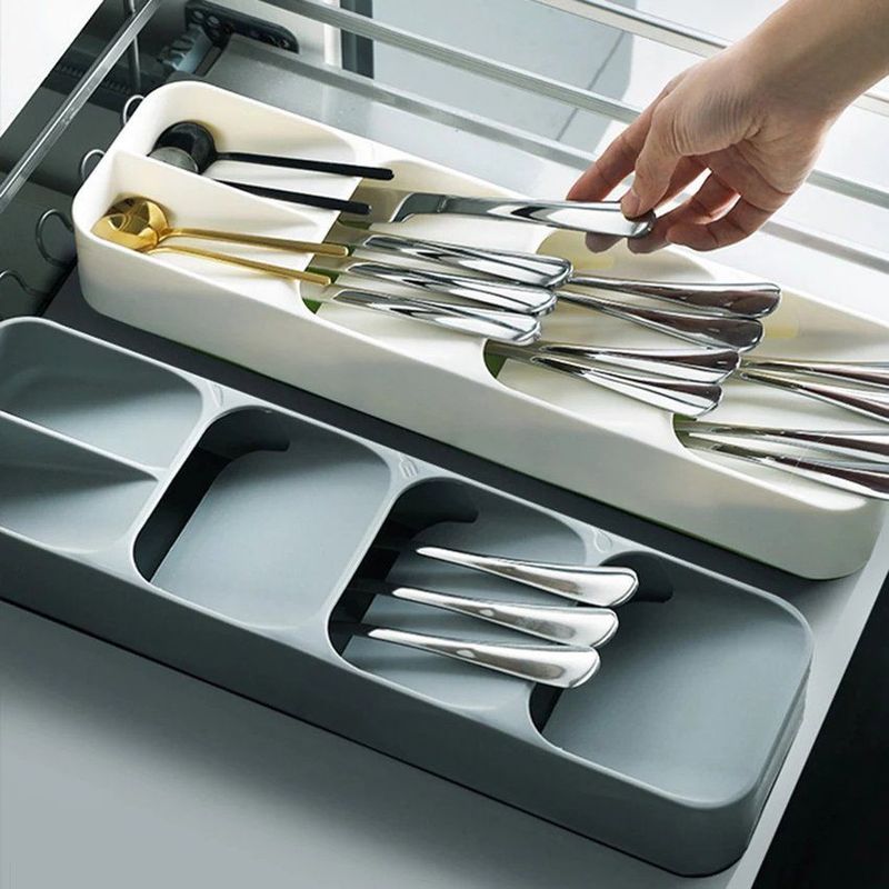 GENERICO - Organizar de cocina porta cubiertos lineal para cajones