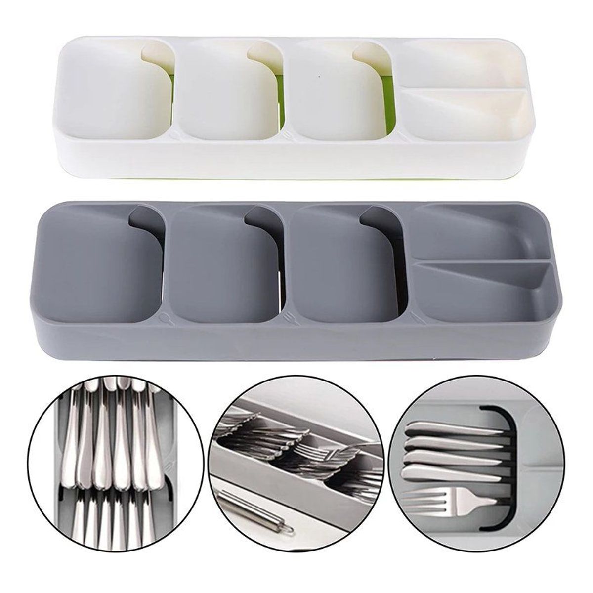 GENERICO - Organizar de cocina porta cubiertos lineal para cajones