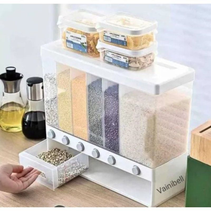 GENERICO - Dispensador de arroz cereales con 6 divisiones de calidad