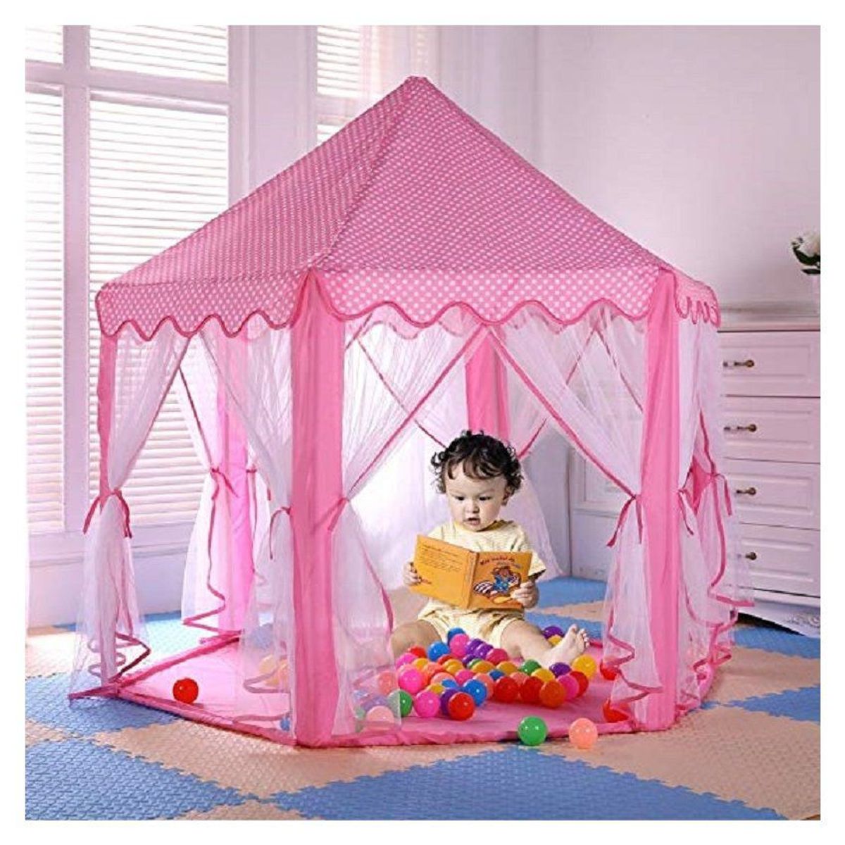 GENERICO - Carpa casa castillo grande tienda juego princesa  - rosado