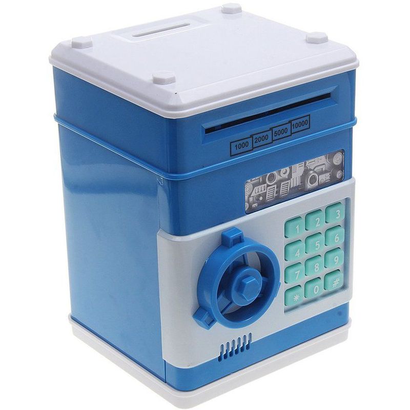 GENERICO - Alcancía caja fuerte electrónica de monedas y billetes - azul