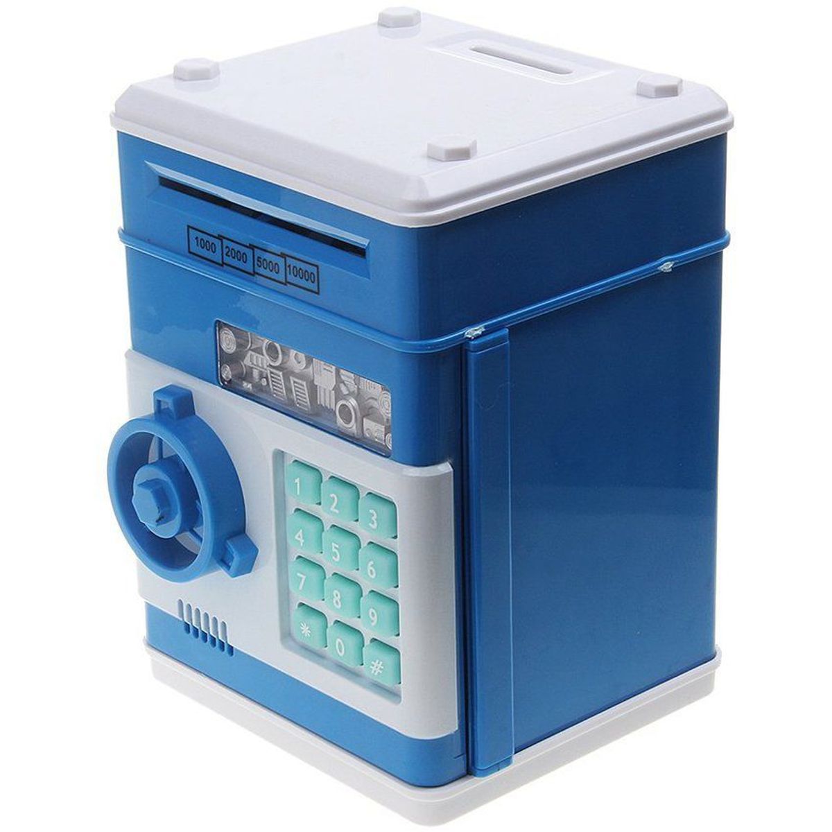 GENERICO - Alcancía caja fuerte electrónica de monedas y billetes - azul