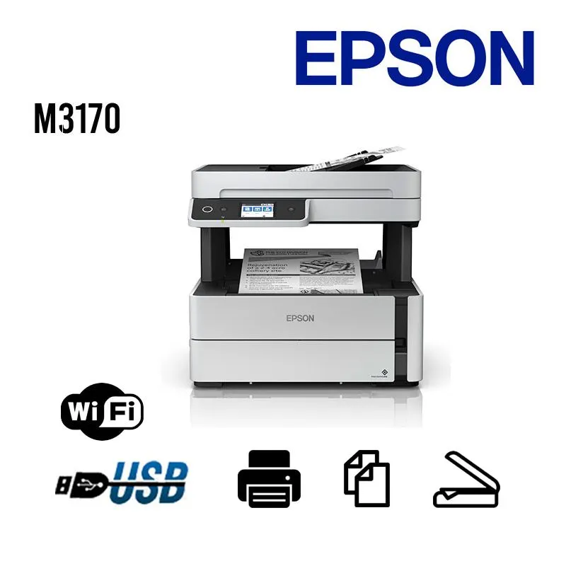 EPSON - IMPRESORA Multifuncional Epson M3170 MONOCROMATICA LAN WiFi USB.