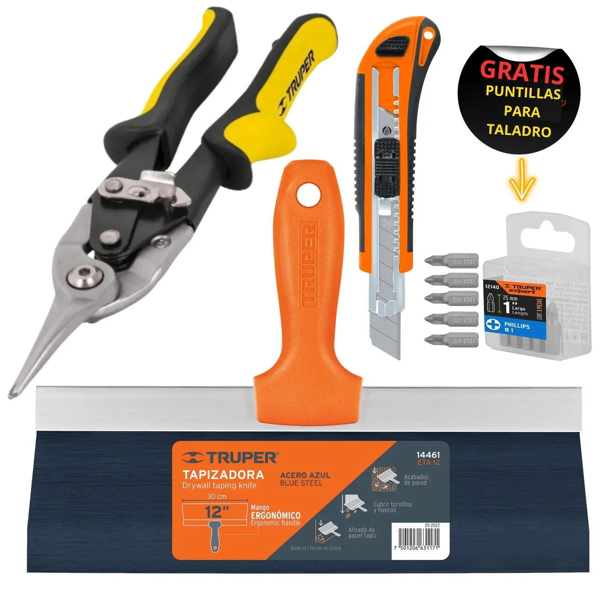 TRUPER - Herramientas para drywall espátula tijera cuchilla otros Truper
