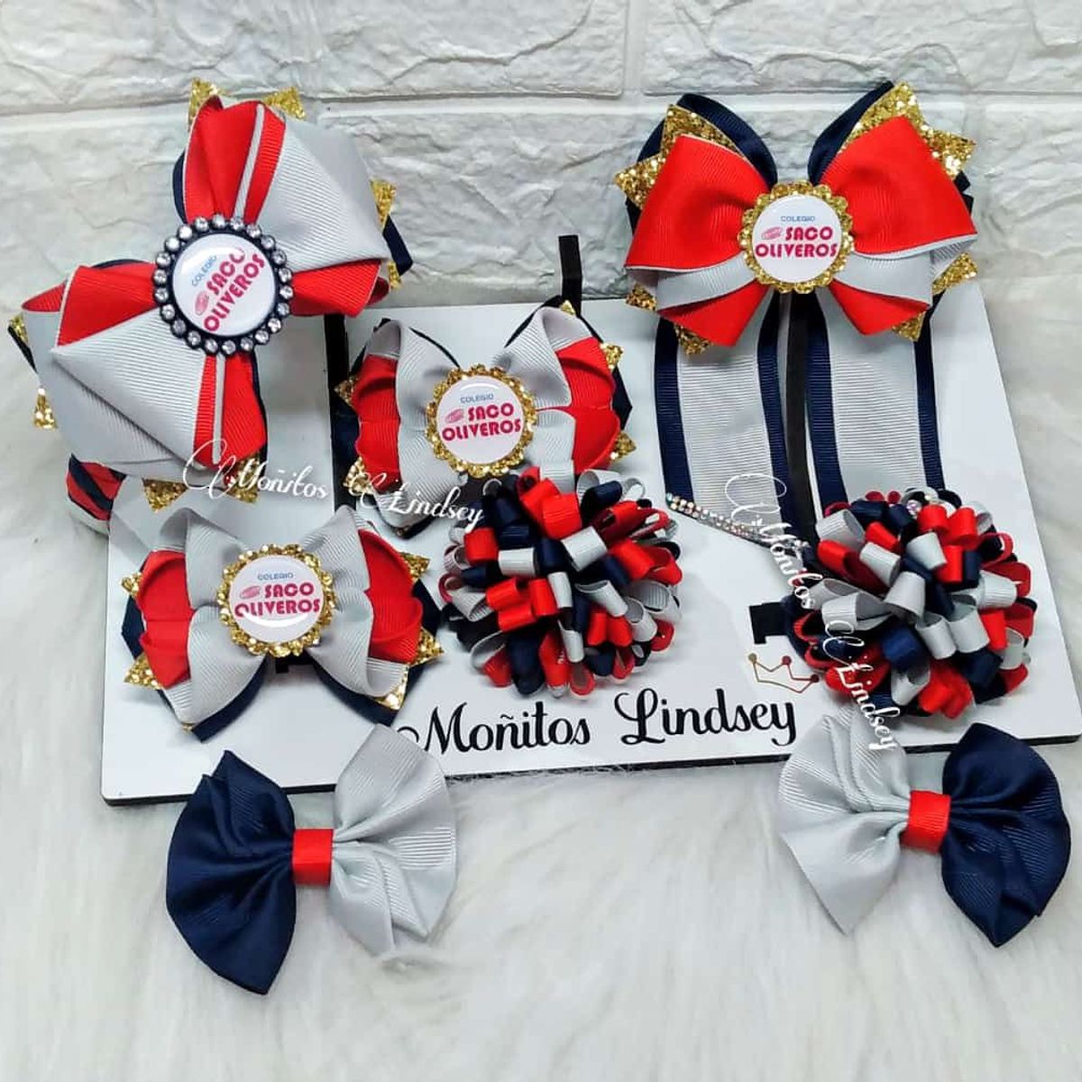 GENERICO - Set Escolar  Oliveros  Moños para Colegio - Multicolor