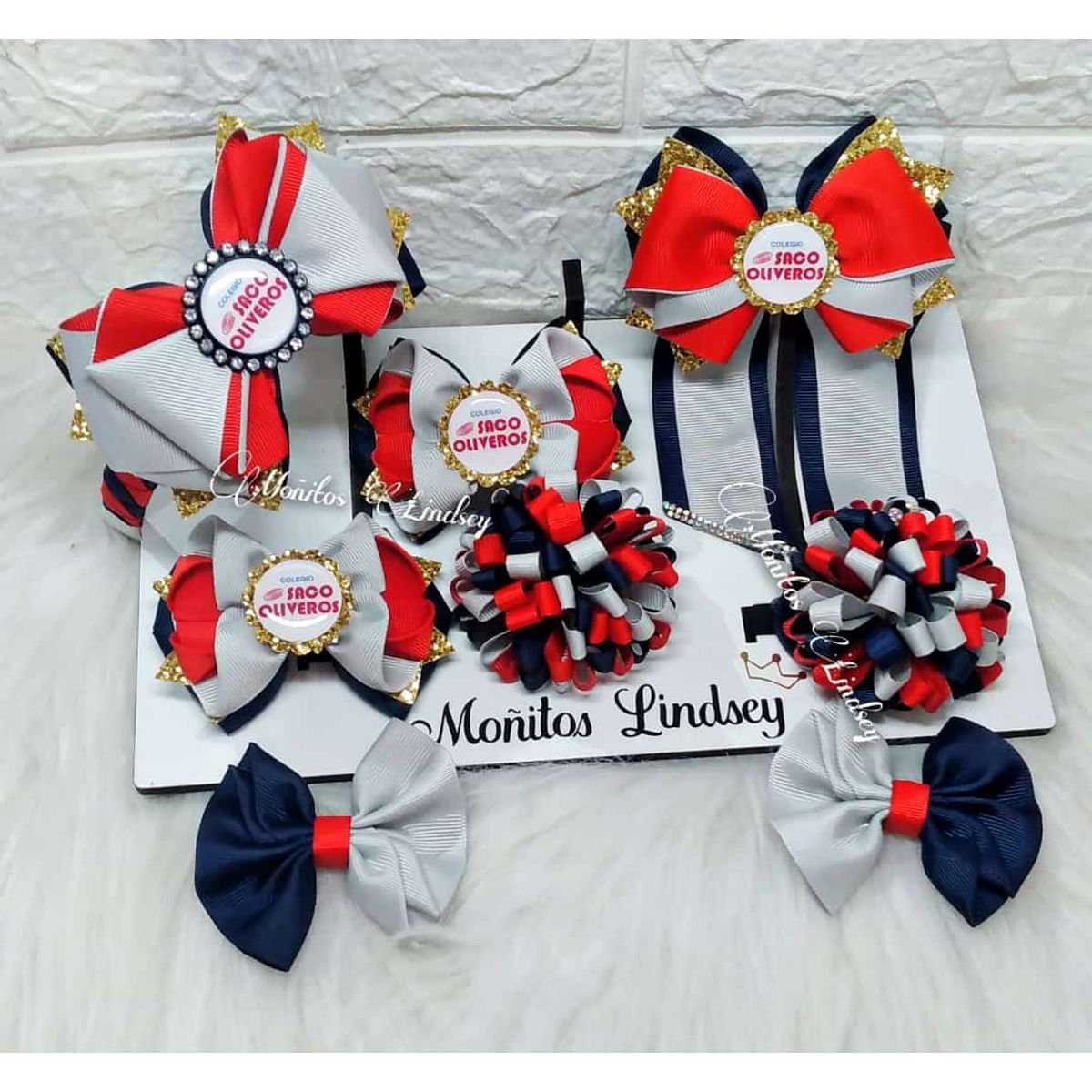 GENERICO - Set Escolar  Oliveros  Moños para Colegio - Multicolor