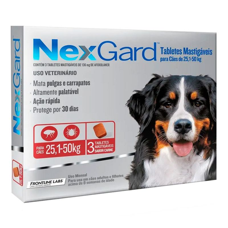 GENERICO - Antipulgas Masticable para Perro Nexgard 25-50kg 3 Tabletas