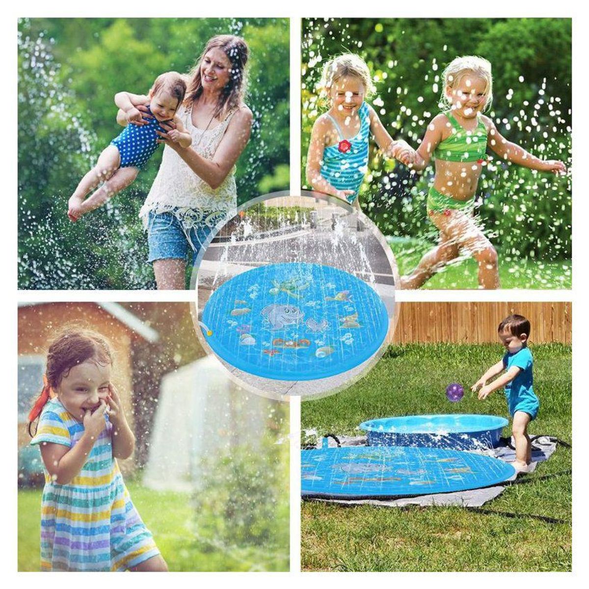 OEM - Piscina regadera inflable con aspersores de agua  - 110/170 cm