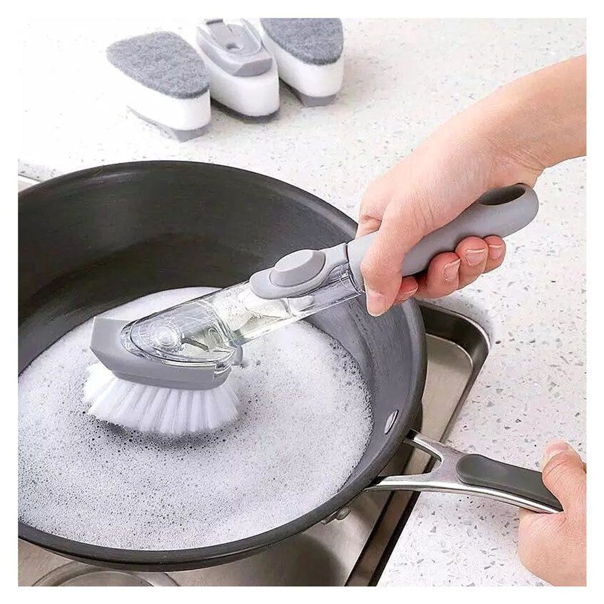 GENERICO - Cepillo 2 en 1 para limpieza de ollas o sartenes