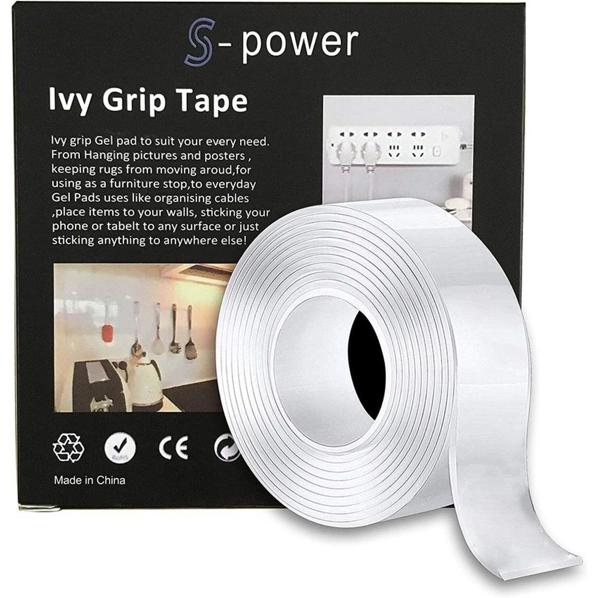 GENERICO - Cinta doble cara multifuncional transparente adhesivo 1m