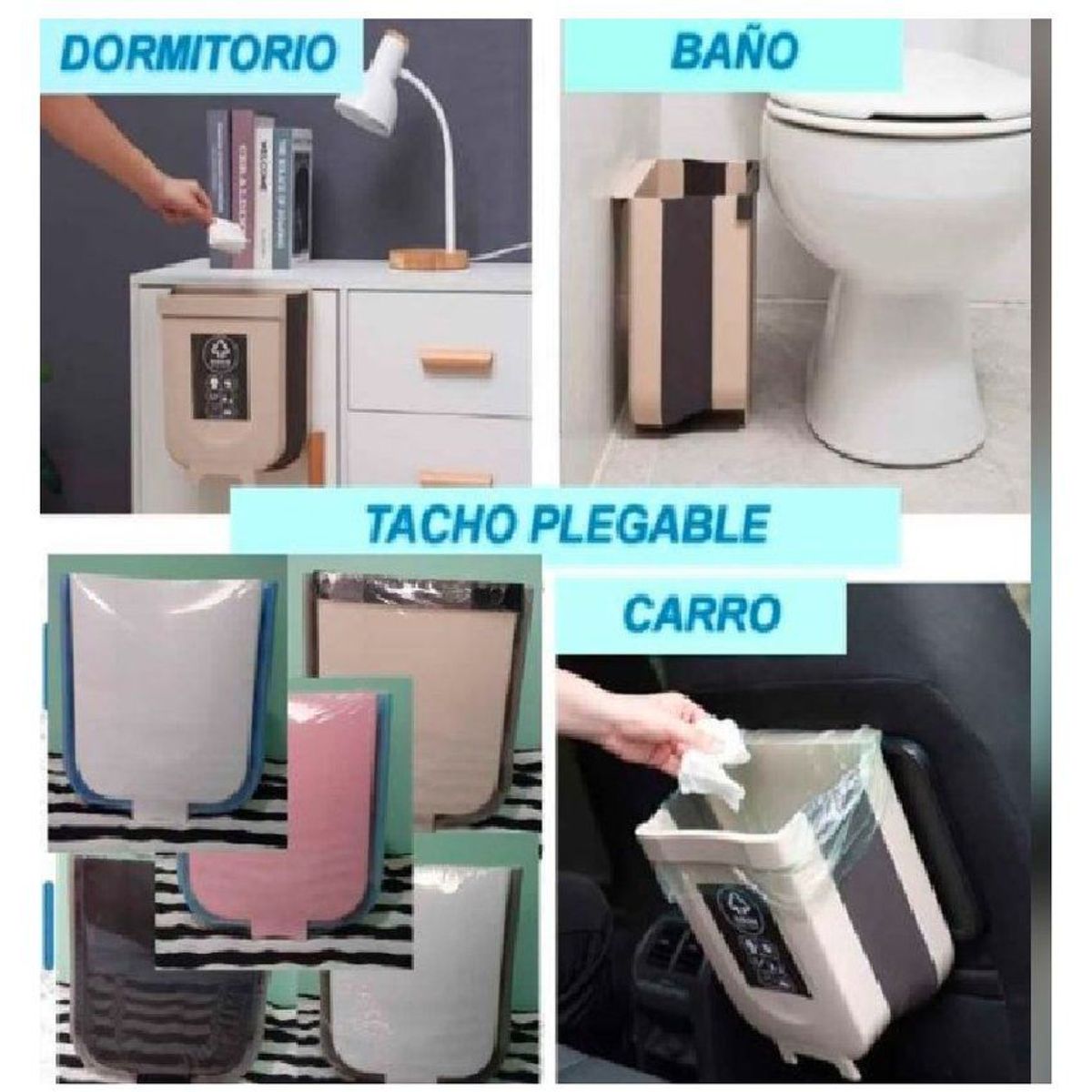 GENERICO - Tacho de basura plegable colgante ecológico multifuncional