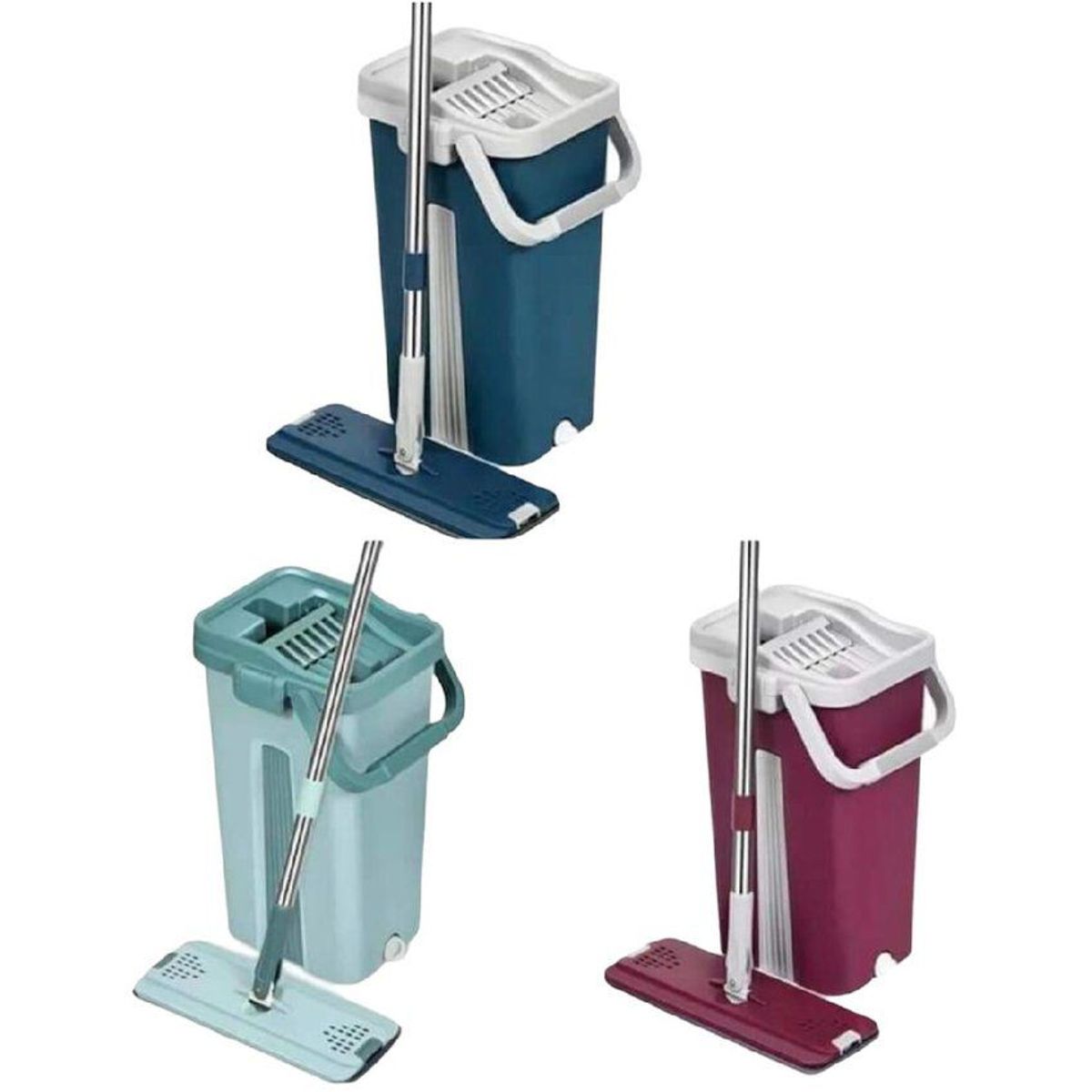 GENERICO - Balde con trapeador 360° 2 mopas limpieza multiusos
