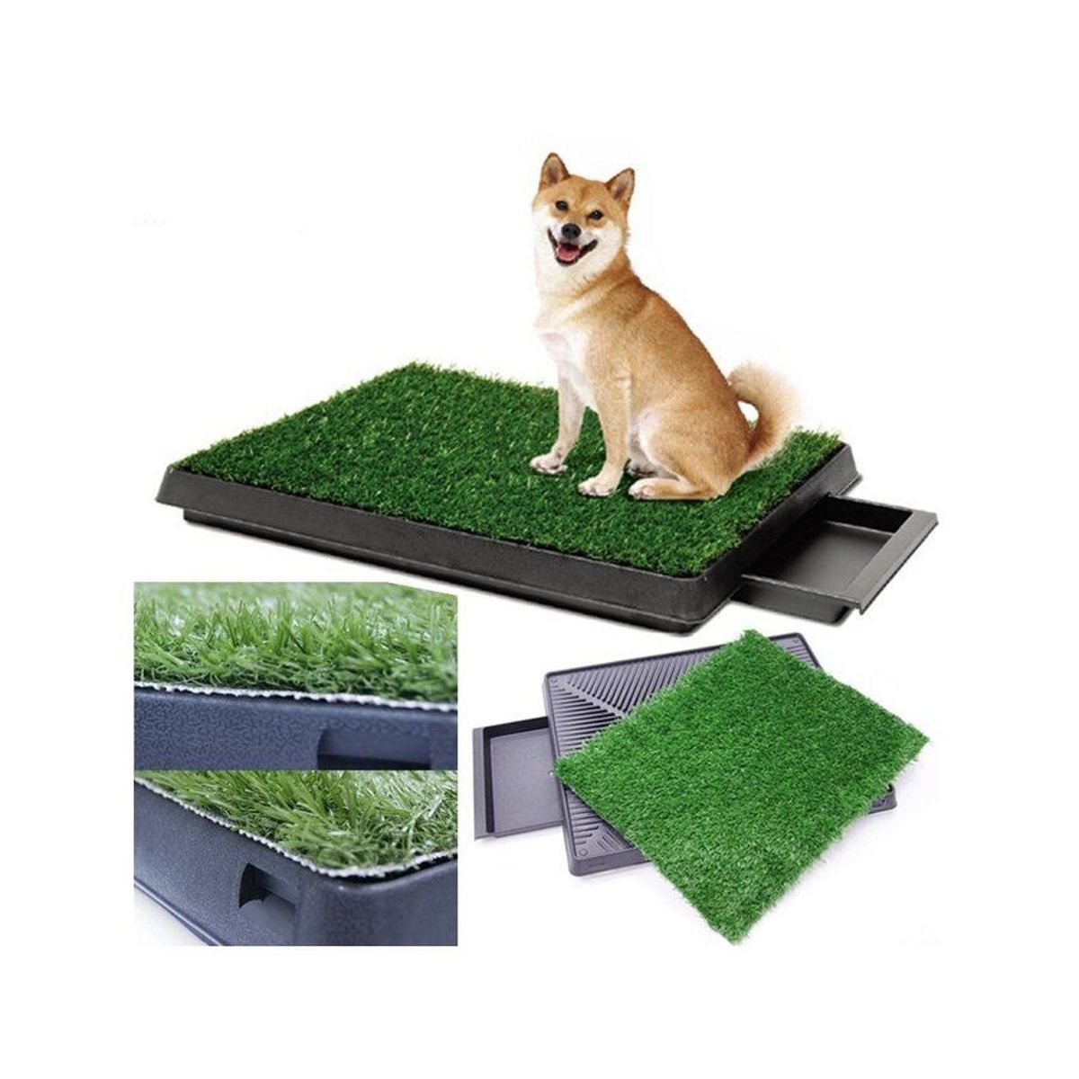 GENERICO - Baño ecologico para perros con cesped intercambiable 64 x 51 cm grande