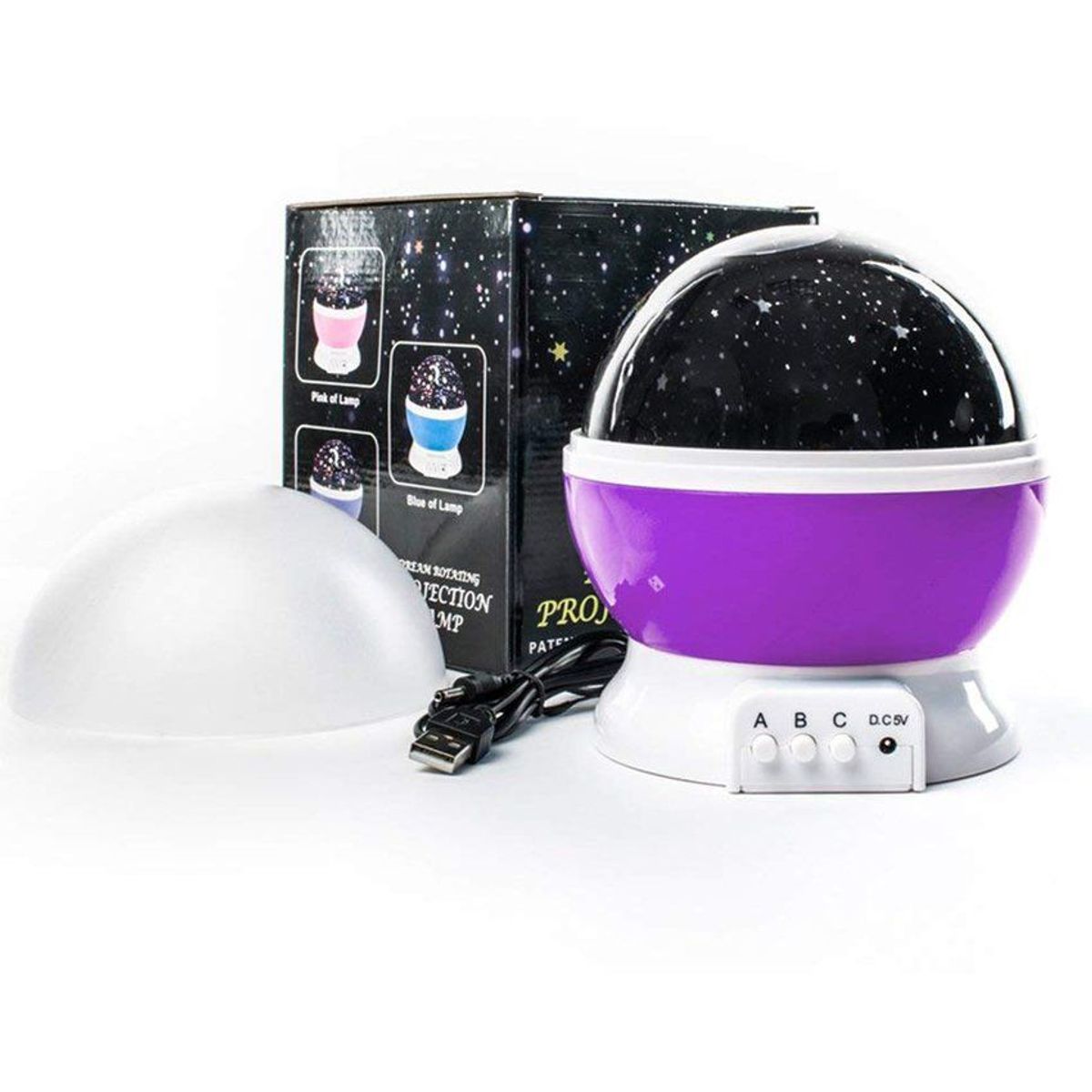 GENERICO - Lampara proyector estrellas-lunas giratorio- lila