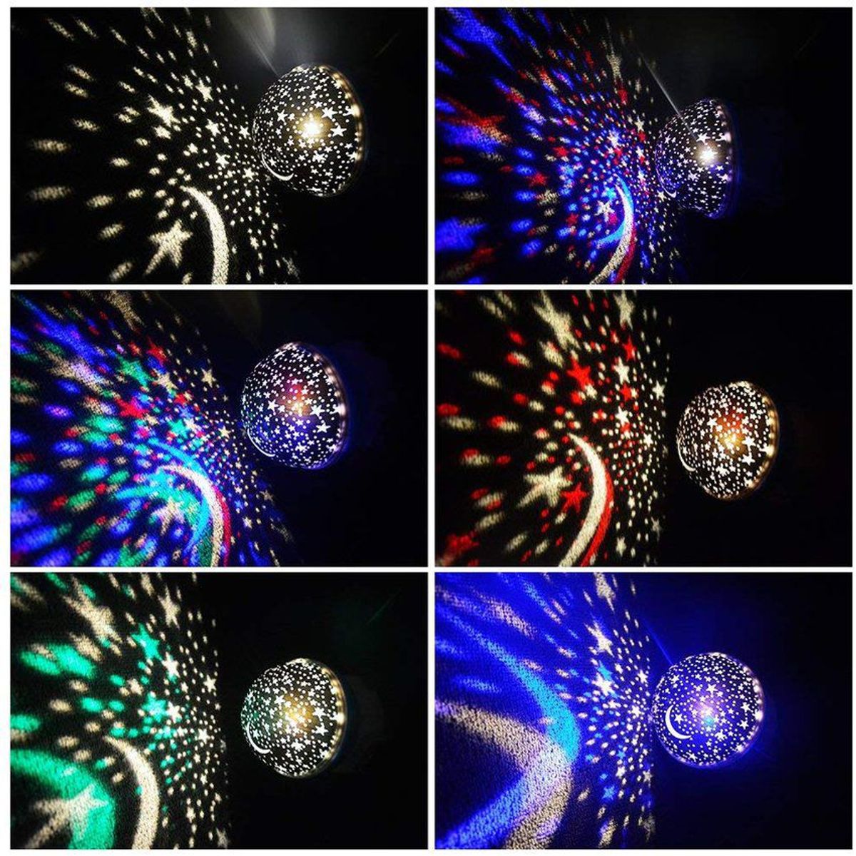 GENERICO - Lampara proyector estrellas-lunas giratorio- lila