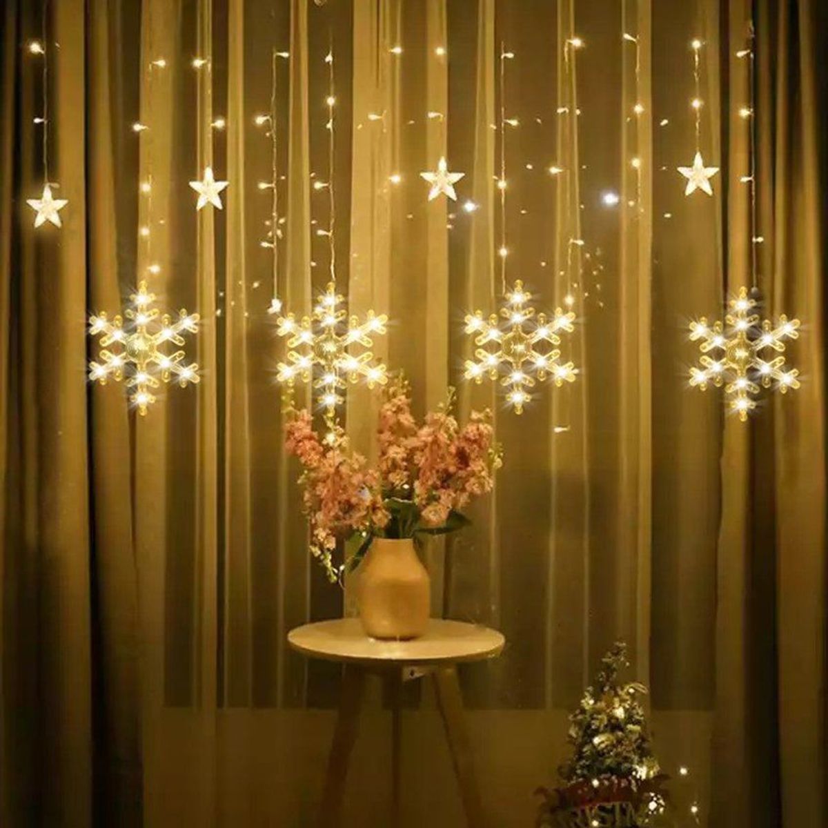 GENERICO - Cortina  navidad  guirnalda copo nieve
