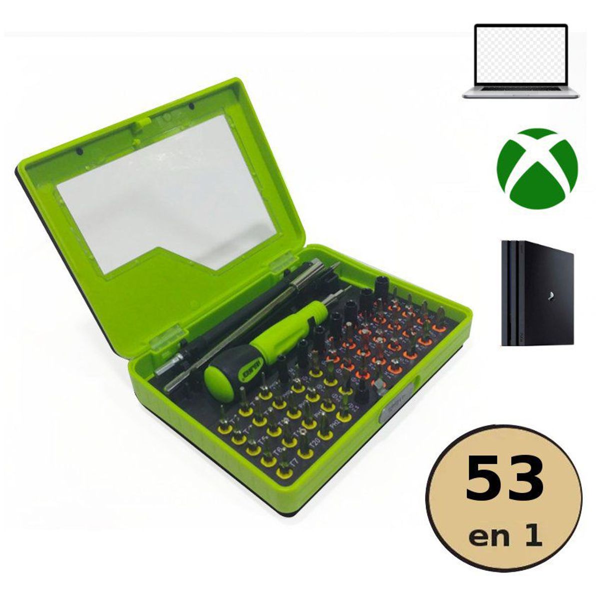 GENERICO - Set 53 desarmadores precisión t8h t9h t10h t15 psp 3 psp 4 xbox seguro