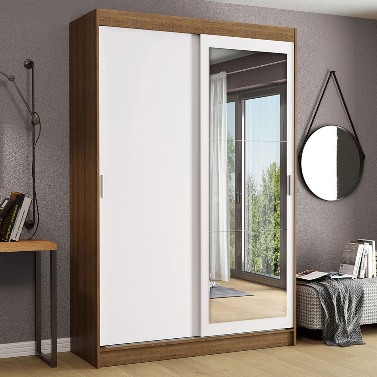 MADESA - Ropero Tokio 2 Puertas Corredizas 1 Espejo