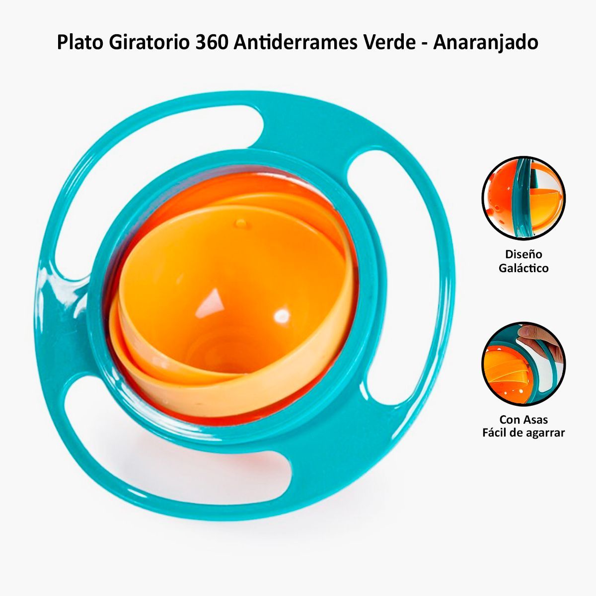 GENERICO - Plato Giratorio Anti Derrame Niños y Bebés 360° Verde