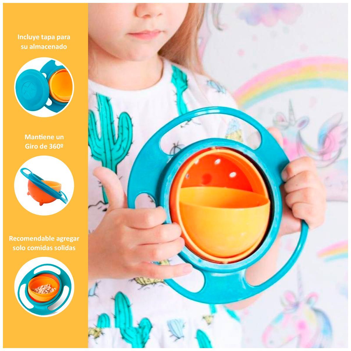 GENERICO - Plato Giratorio Anti Derrame Niños y Bebés 360° Verde