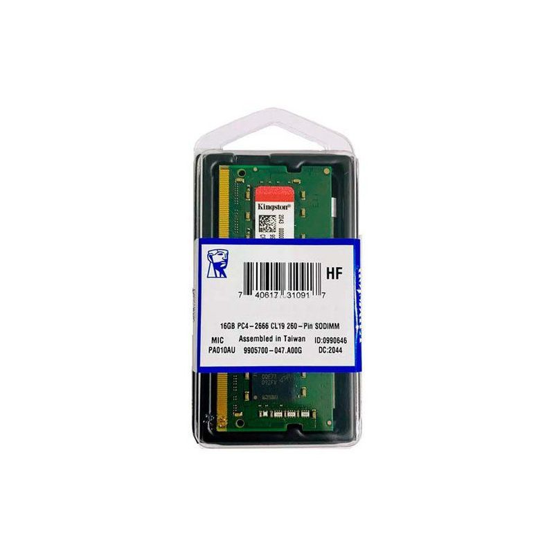 KINGSTON - Memoria ram 16gb ddr4 2666mhz sodimm laptop all in one pc nuc