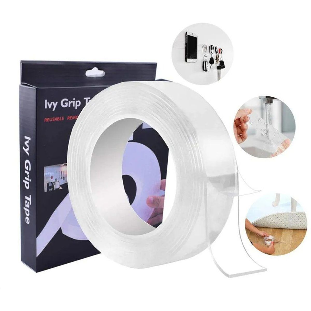 GENERICO - Cinta doble contacto 3mts multifuncional reutilizable