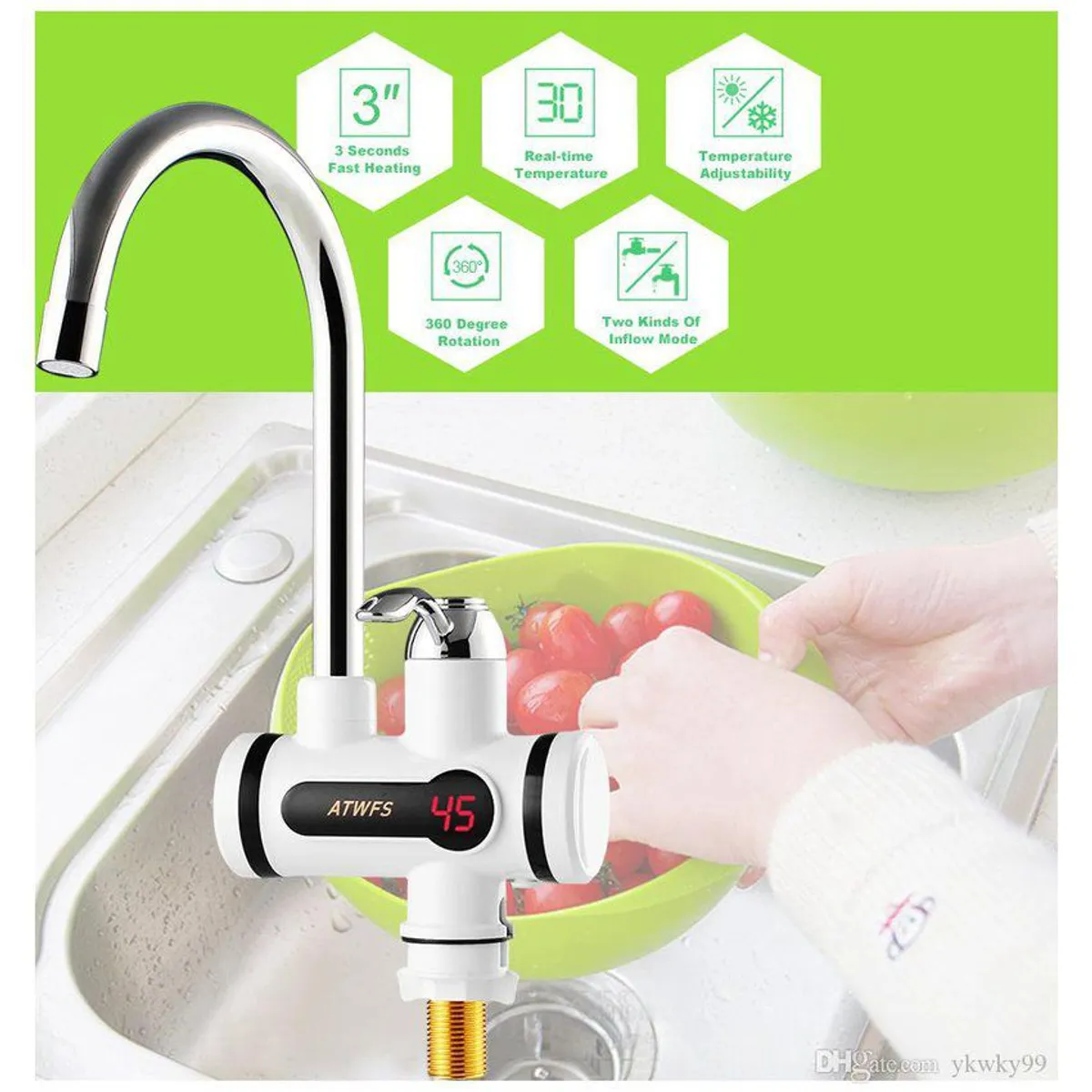 GENERICO - Caño grifo eléctrico calentador de agua instantáneo y pantalla digital