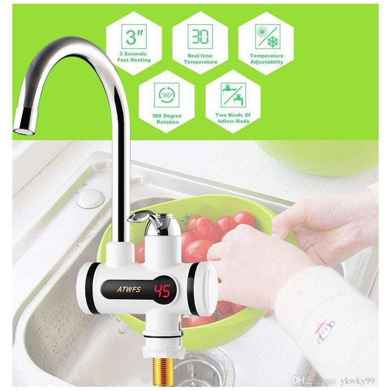 GENERICO - Caño grifo eléctrico calentador de agua instantáneo y pantalla digital
