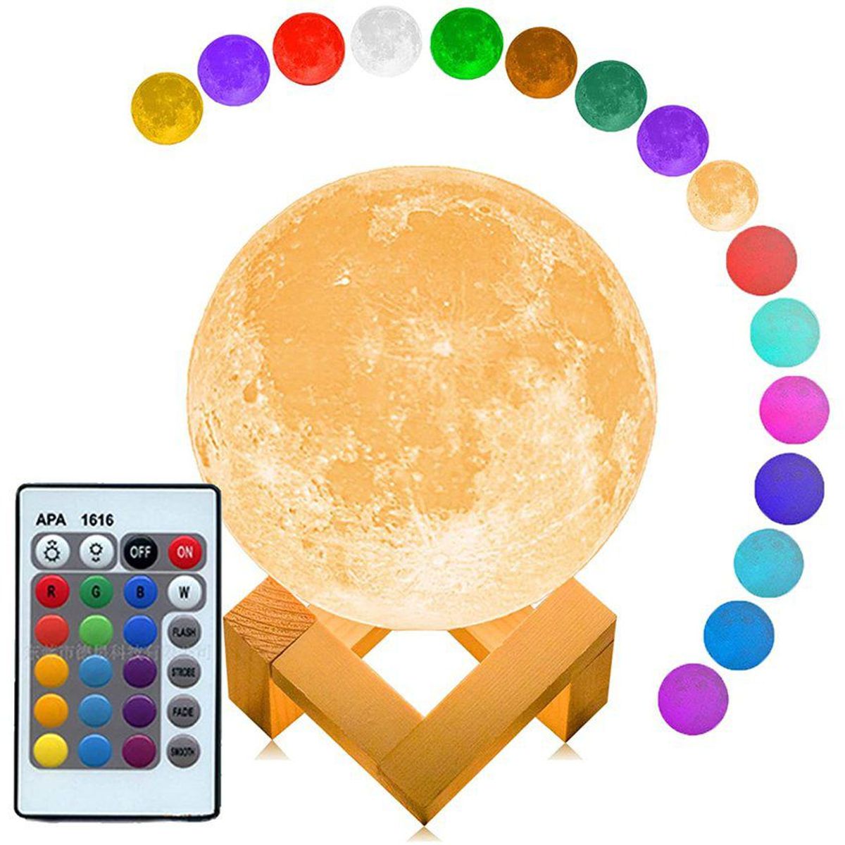 GENERICO - Lámpara luna 3d  control remoto recargable usb