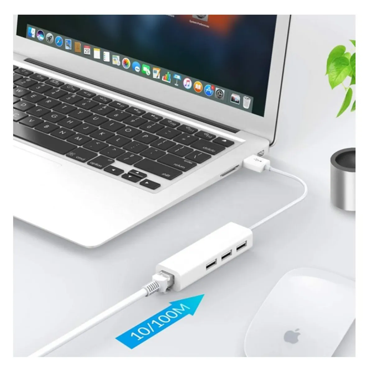 OEM - Hub Adaptador de Red Tipo Usb Rj45 LAN + 3 Puertos USB Windows Mac