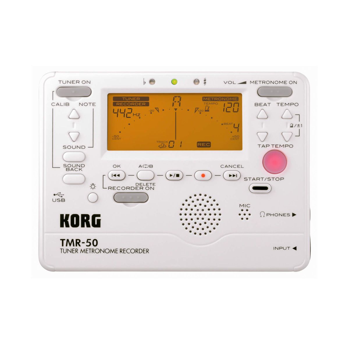 KORG - Afinador Metrónomo Grabador KORG TMR-50-PW Color Blanco