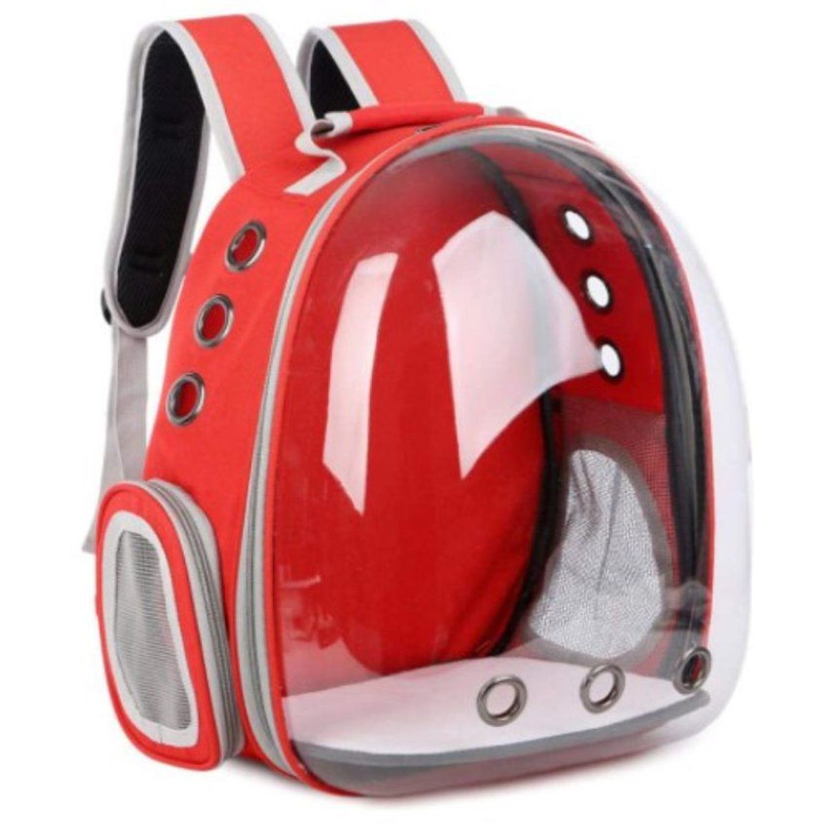 GENERICO - Mochila para gato mascota perro todo transparente -  rojo