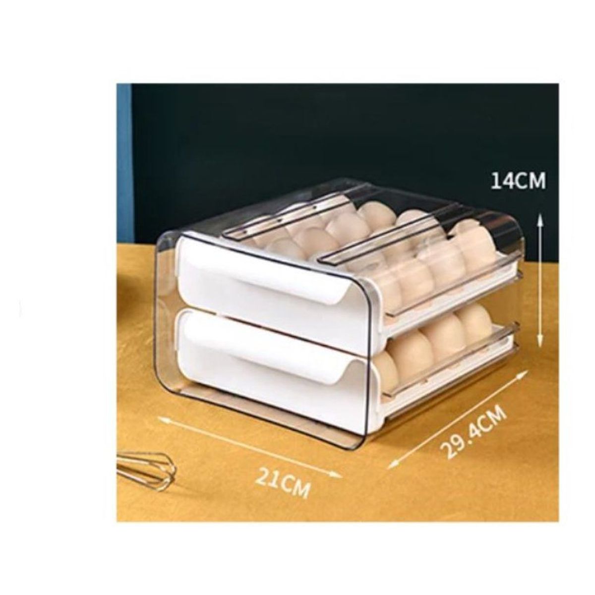 GENERICO - Porta huevo en acrilico de 2 niveles para refrigeradora blanco