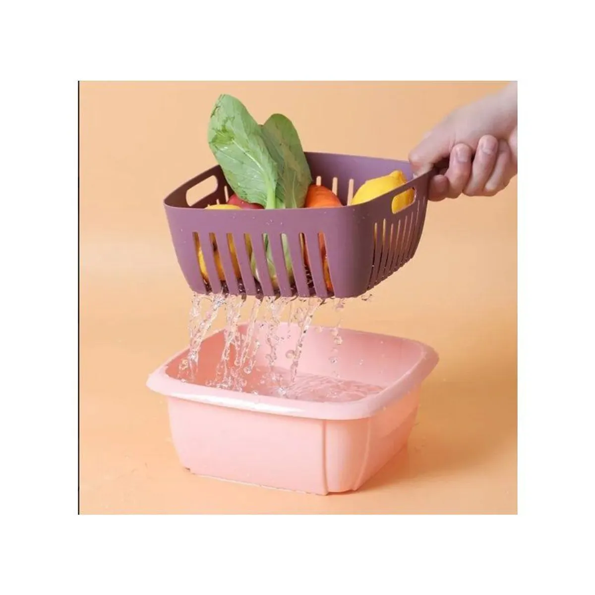 GENERICO - Taper escurridor multifuncional 2 en 1 con tapa