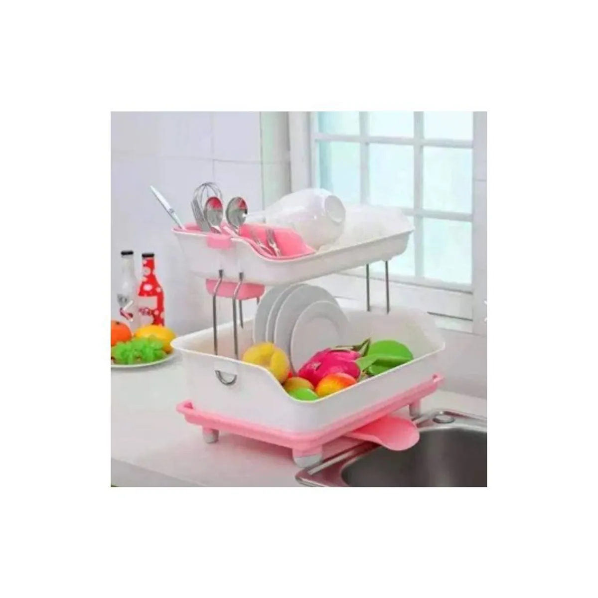 GENERICO - Escurridor de platos 2 niveles con drenaje  100% calidad