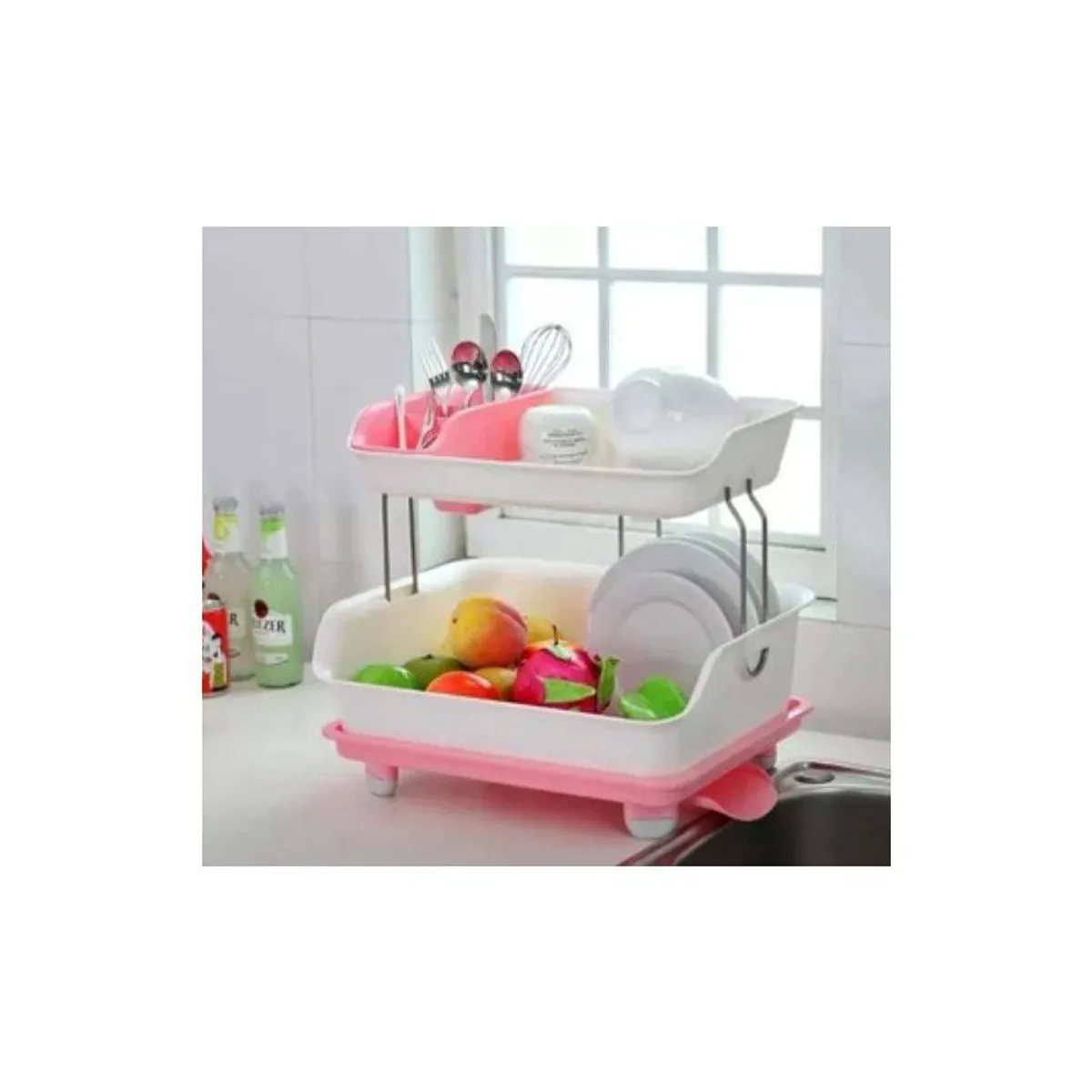 GENERICO - Escurridor de platos 2 niveles con drenaje  100% calidad