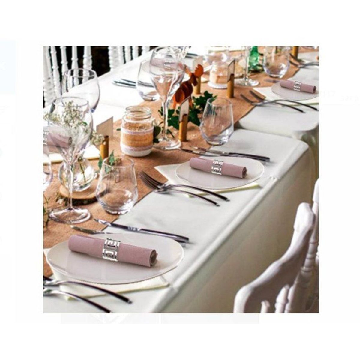 GENERICO - Set de aros de servilletas x 4 piezas plateado