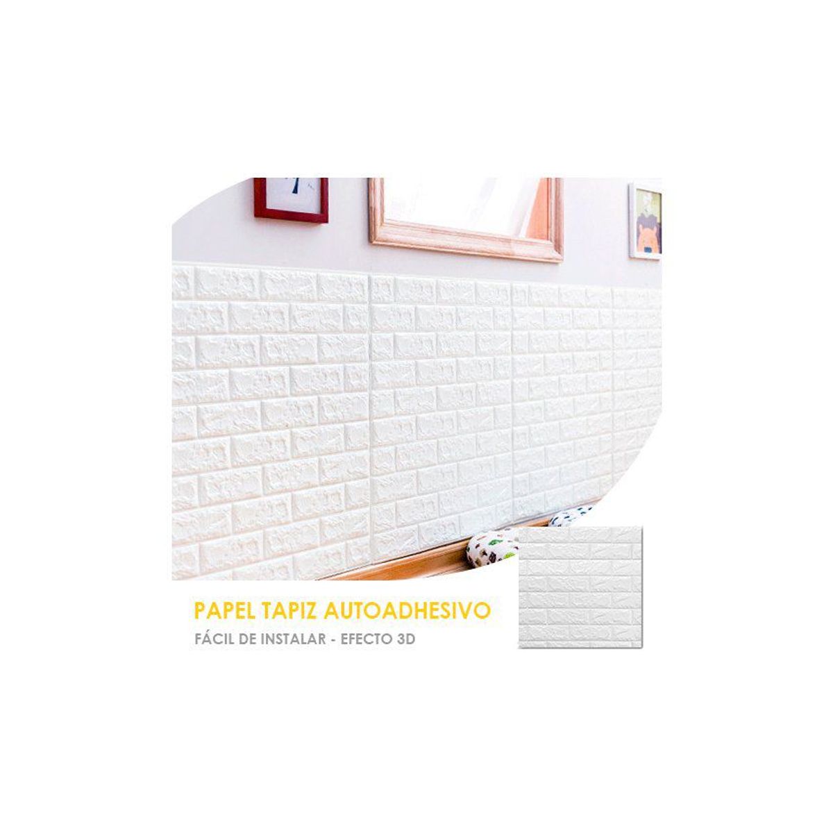 GENERICO - Papel-tapiz-autoadhesivo-3d-ladrillo-decorativo-blanco 10 pcs