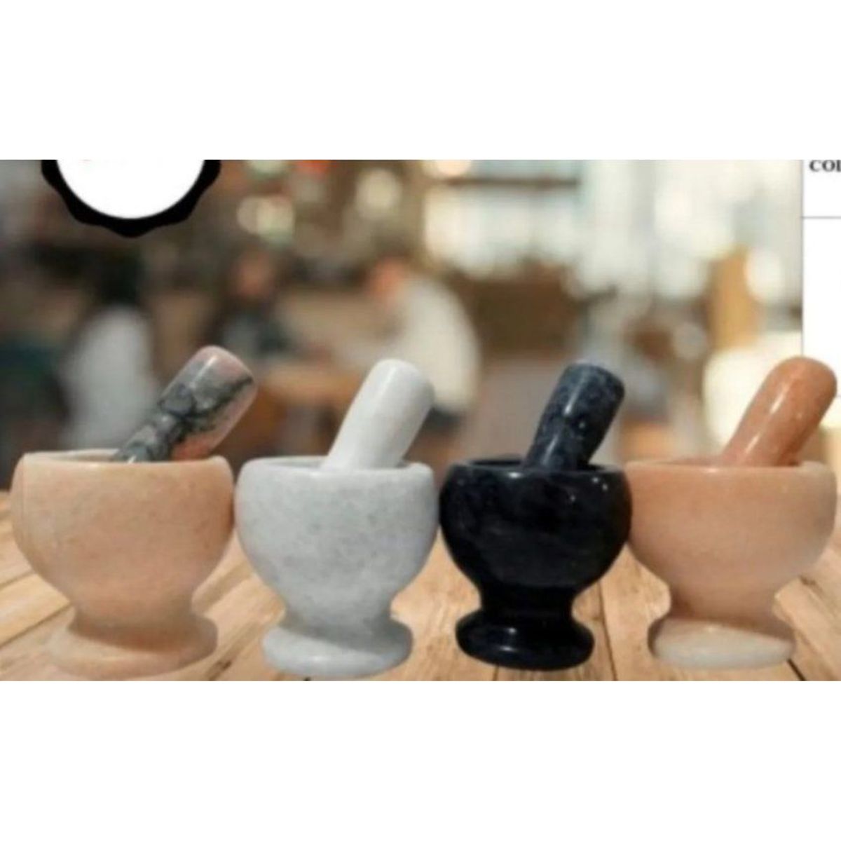 GENERICO - Mortero  para cocina + pilon negro marmoleado