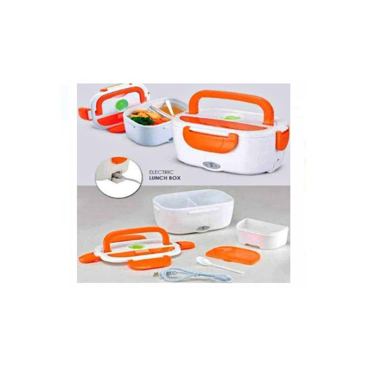 GENERICO - Lonchera electrica portatil  naranja+ cuchara