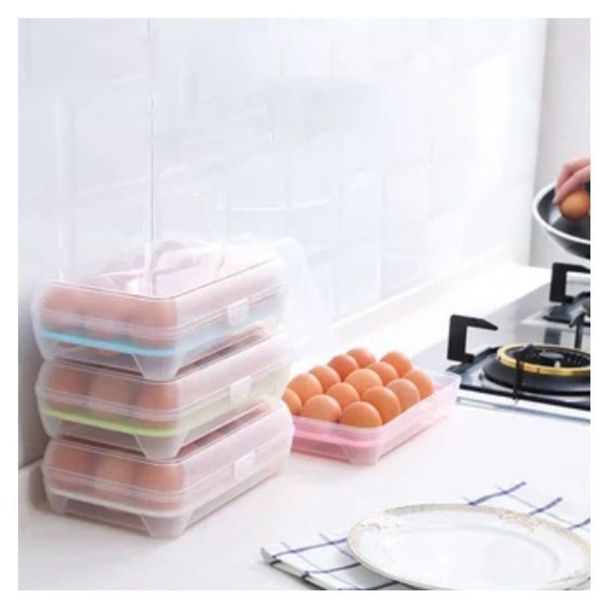 GENERICO - Bandeja organizadora de huevos de 15 compartimientos  100% calidad